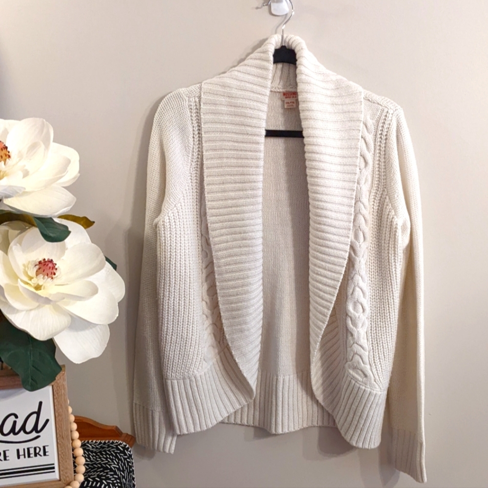 Cable knit drape neck Cardigan